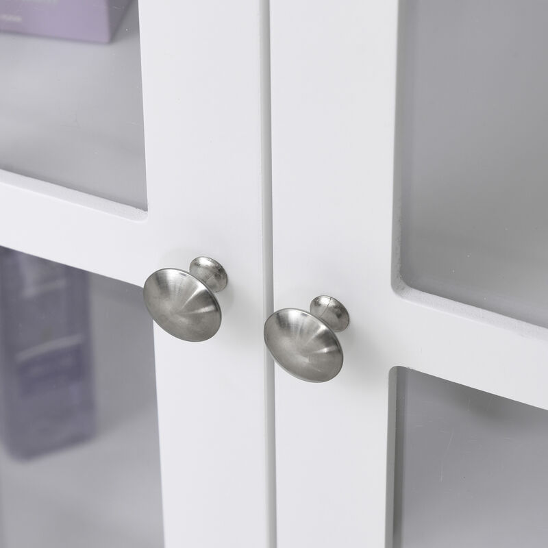 Multipurpose Bathroom Cabinet, Kitchen Storage Cupboard w/ Double Doors, White