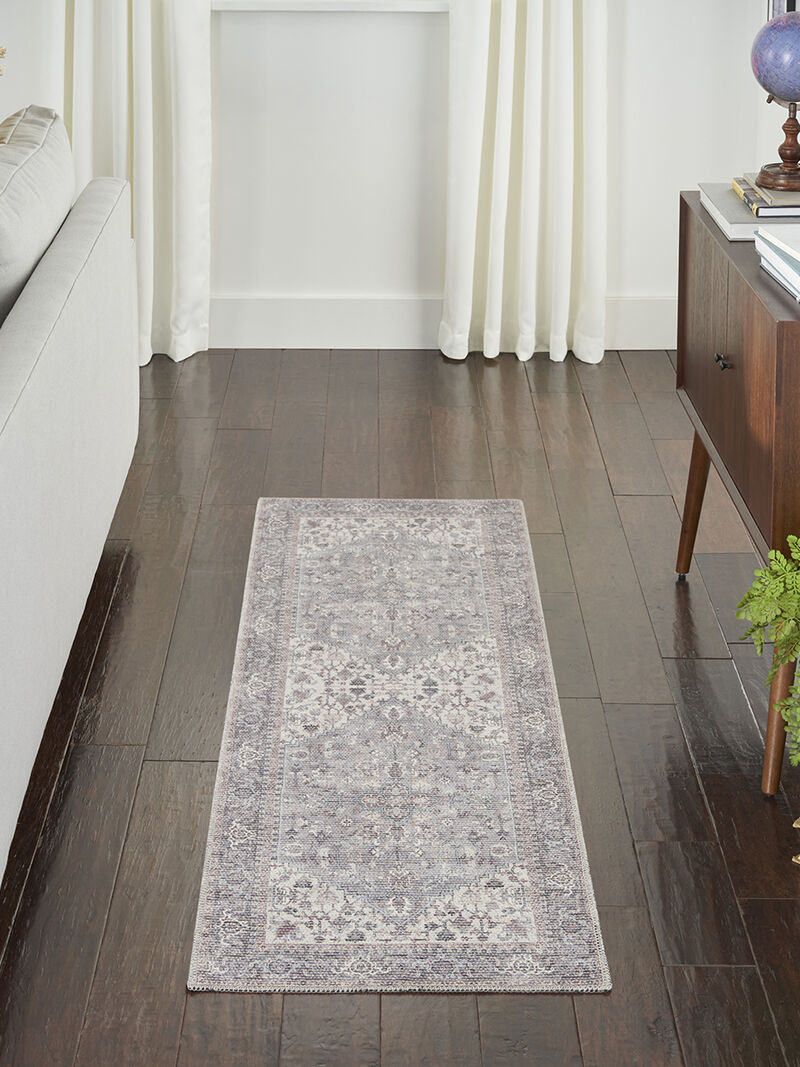 Machine Washable Series 1 SR104 Gray 2'2" x 10' Rug image number 5