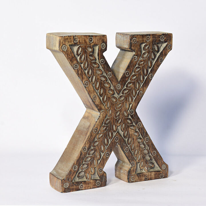 Vintage Gray Handmade Eco-Friendly "X" Alphabet Letter Block For Wall Mount & Table Top Décor