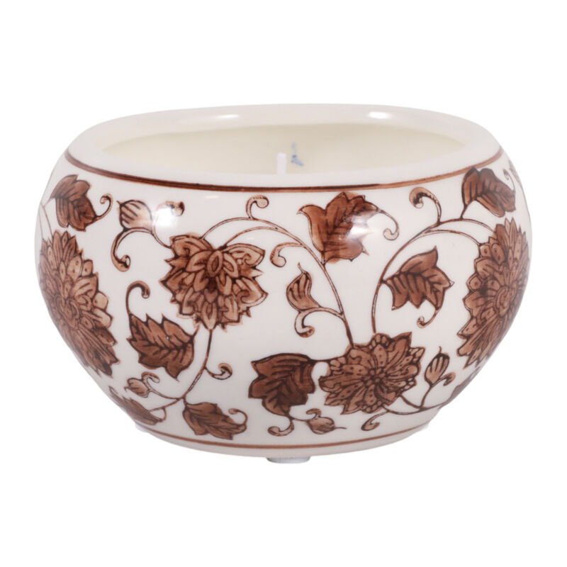 4" 7.5 Oz Neroli Basil Chinoiserie Candle, Brown/w image number 3