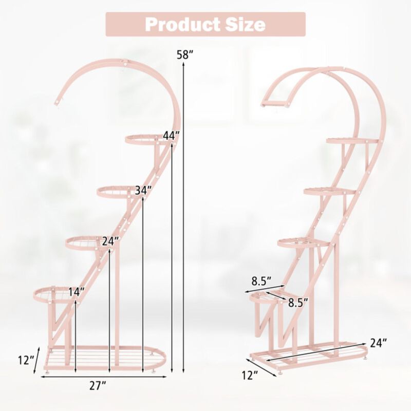 Hivvago 5 Tier Metal Plant Stand with Hanging Hook for Multiple Plants