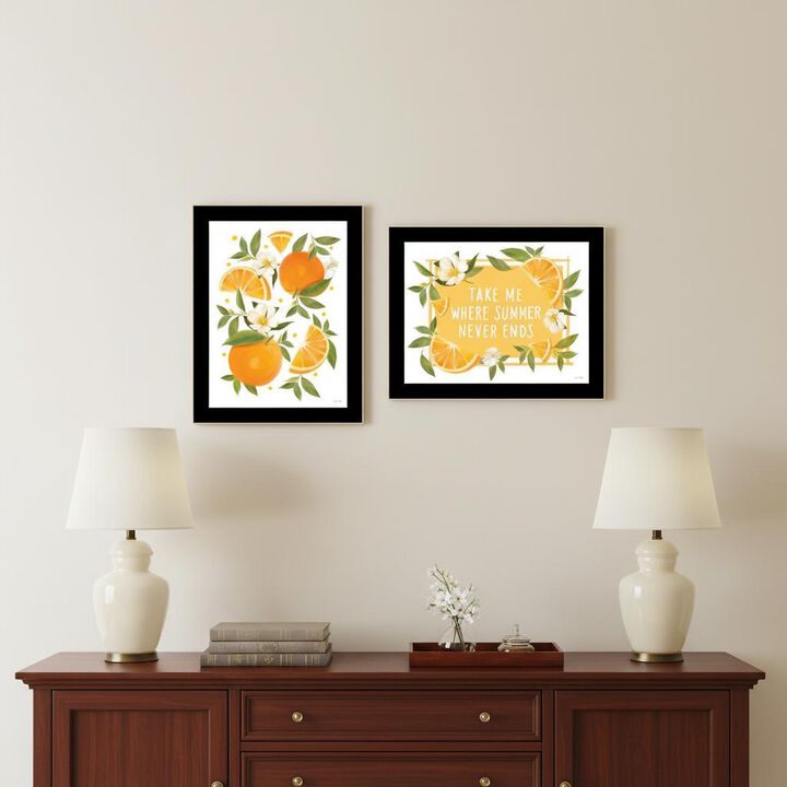 HomeRoots Set Of Two Take Me Where Summer Never Ends Black Framed Wall Art