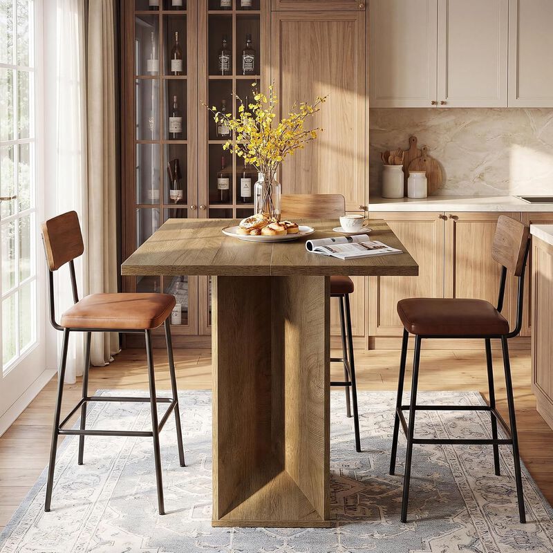 31 Inch Brown Square Bar Table with Counter Height Design for Home Bar image number 7