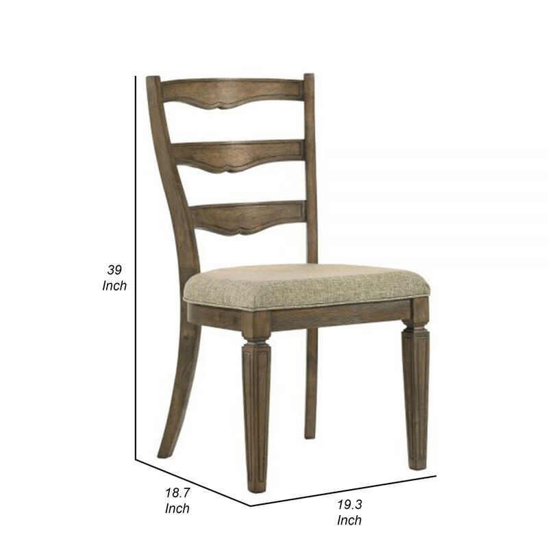 Stacy 19 Inch Dining Chair, Set of 2, Fabric Upholstery, Weathered Oak image number 5