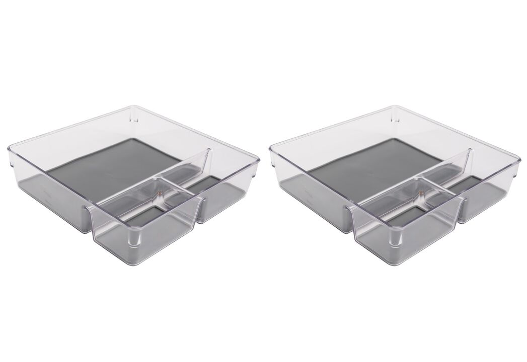 3 Compartment Acrylic Organizer Tray, 2-Pack