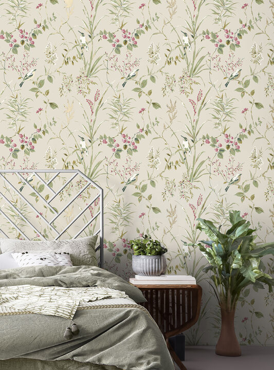 Mariko Neutral Botanical Wallpaper
