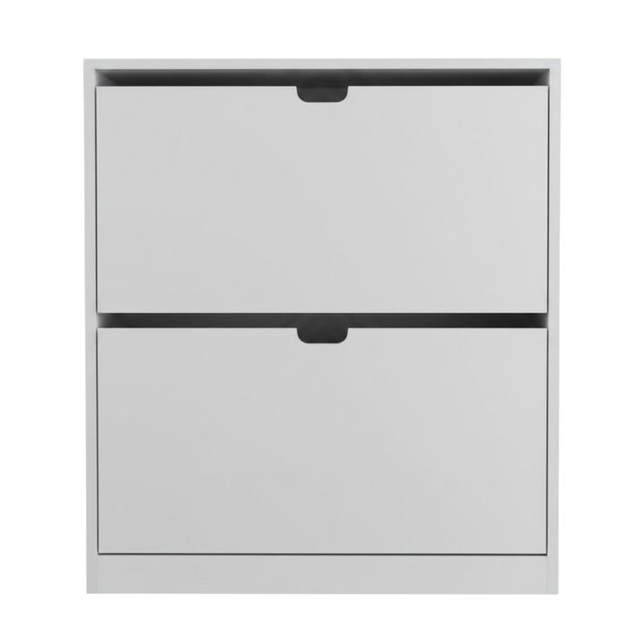 Entryway Shoe Storage Cabinet Flip Drawer Adjustable Shelves White