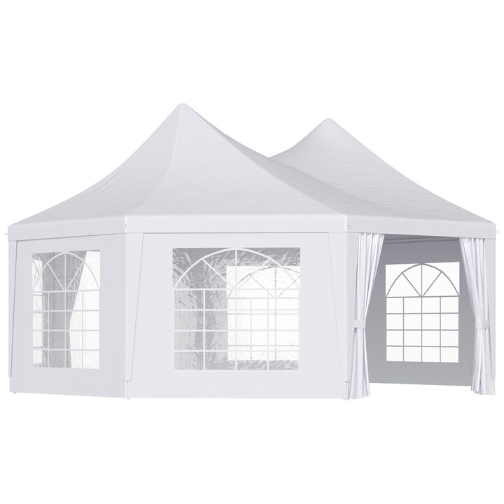 Outsunny 22 x 16 ft Party Tent, Wedding Tent with Sidewalls, Heavy Duty Event Tent with 2 Doors and 6 Windows, Outdoor Gazebo Tent for Party, White
