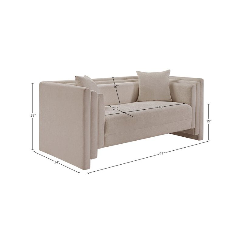 Meridian Furniture Everett Beige Chenille Fabric Loveseat
