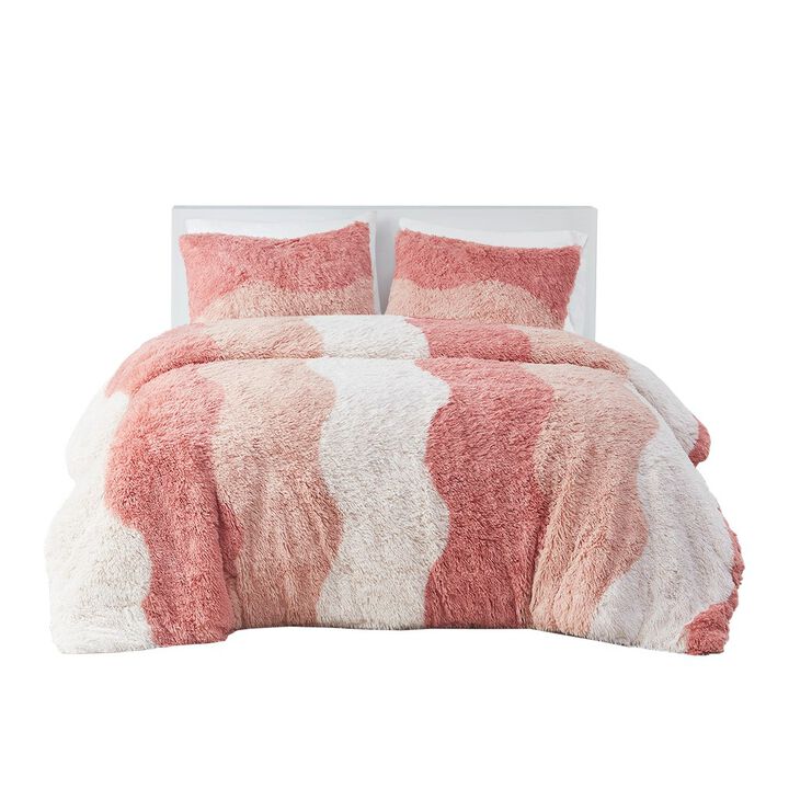 Gracie Mills Serenity Ombre Shaggy Faux Fur Duvet Cover Set - King/Cal King