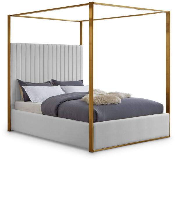 Meridian Furniture Jones White Vegan Leather Queen Bed