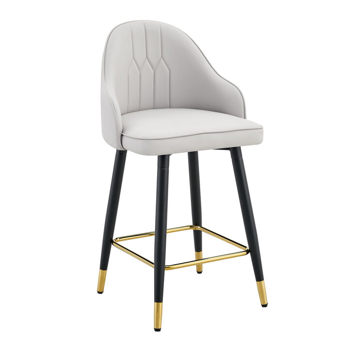 Whisen 26" Bar Stools Set of 2, PU Leather Metal, Adjustable Footrest for Kitchen Island Home Bar