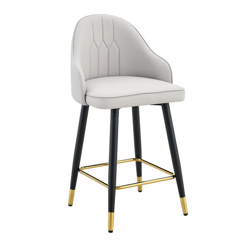 Whisen 26" Bar Stools Set of 2, PU Leather Metal, Adjustable Footrest for Kitchen Island Home Bar image number 0