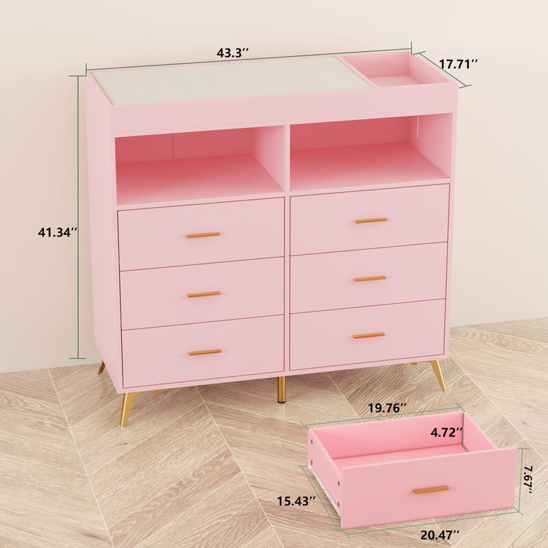 LED Light & Power Outlet Baby Changing Table Dresser image number 5