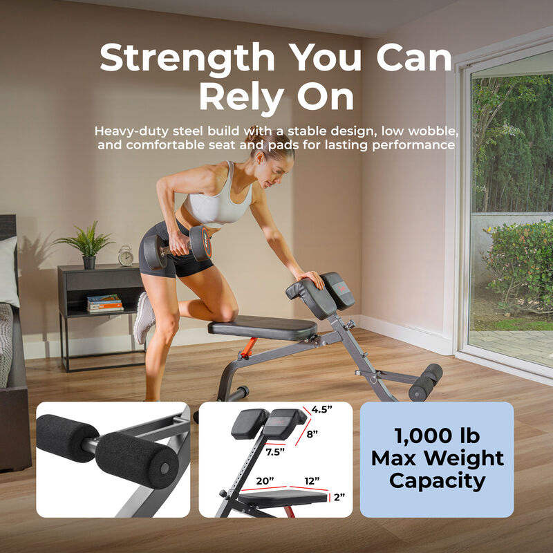Sunny Health & Fitness Adjustable Roman Chair & Hyperextension Bench for Back, Core & Glute Training image number 4