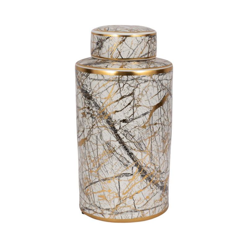 Ceramic 16" Jar With Gold Lid image number 0