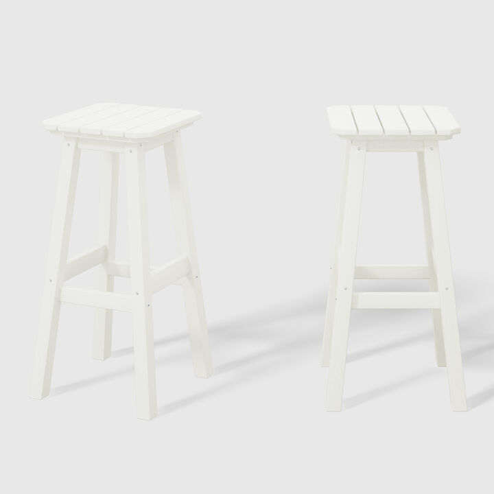 WestinTrends 29" HDPE Outdoor Patio Square Bar Stools (Set of 2)
