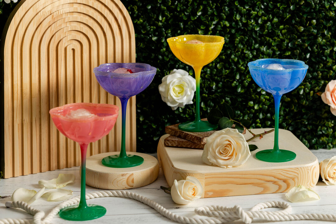 Jeanne Fitz Ombre Flower Coupes, Assorted Colors, Set of 4