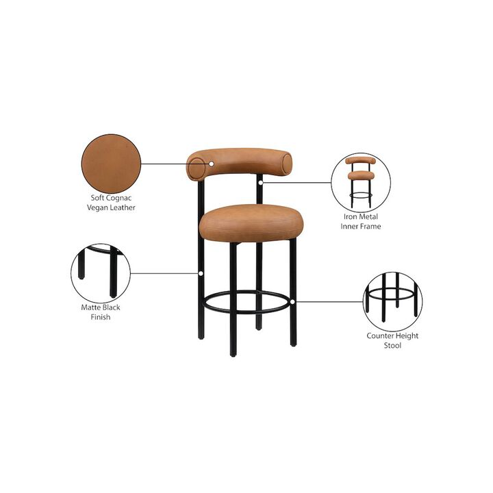 Meridian Furniture Bordeaux Vegan Leather Counter Stool, Set of 2