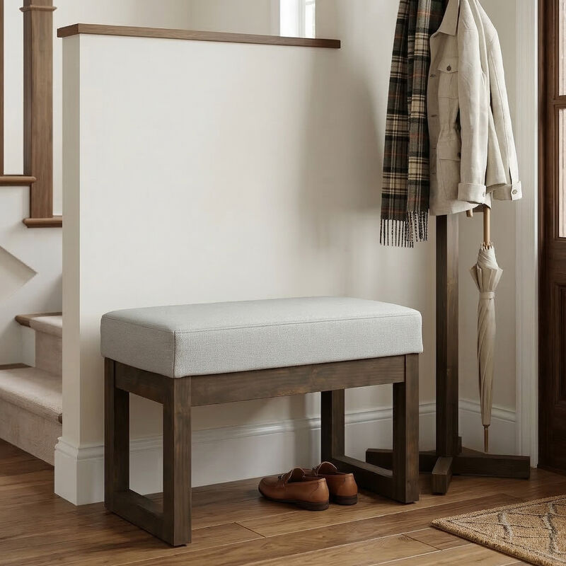 Simpli Home Milltown Footstool Small Ottoman Bench image number 1