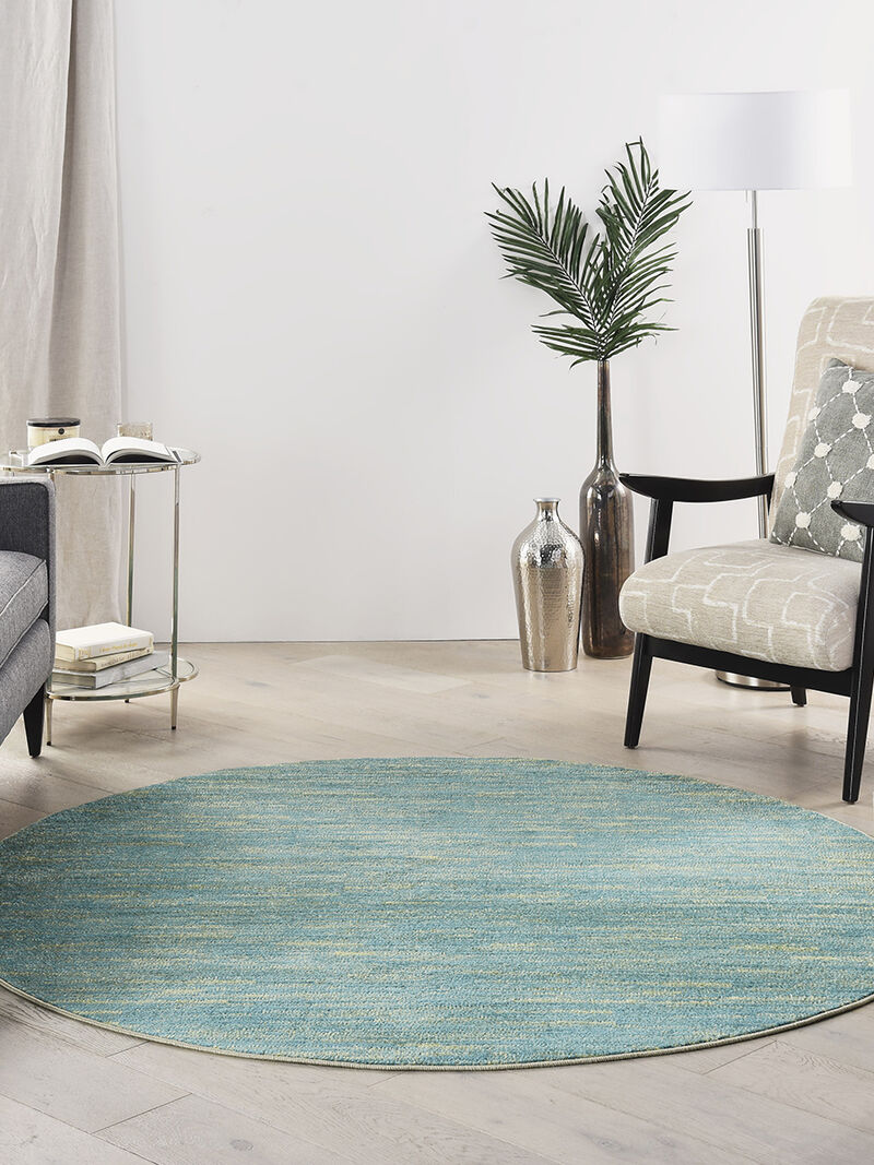 Nourison Essentials NRE01 Blue/Green 6' x Round Rug image number 9