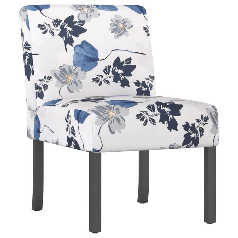 Modern Blue and White Floral Accent Chair