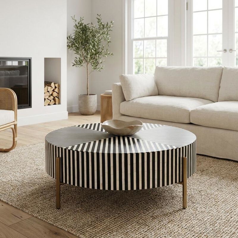 Starlight Canyon Home Multicolor Camel Bone Coffee Table with Iron Legs and Semi-Gloss Finish image number 3