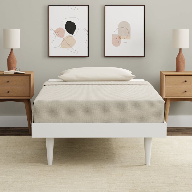 Comfort Pointe Sachse Twin Solid Wood Platform Bed Frame White