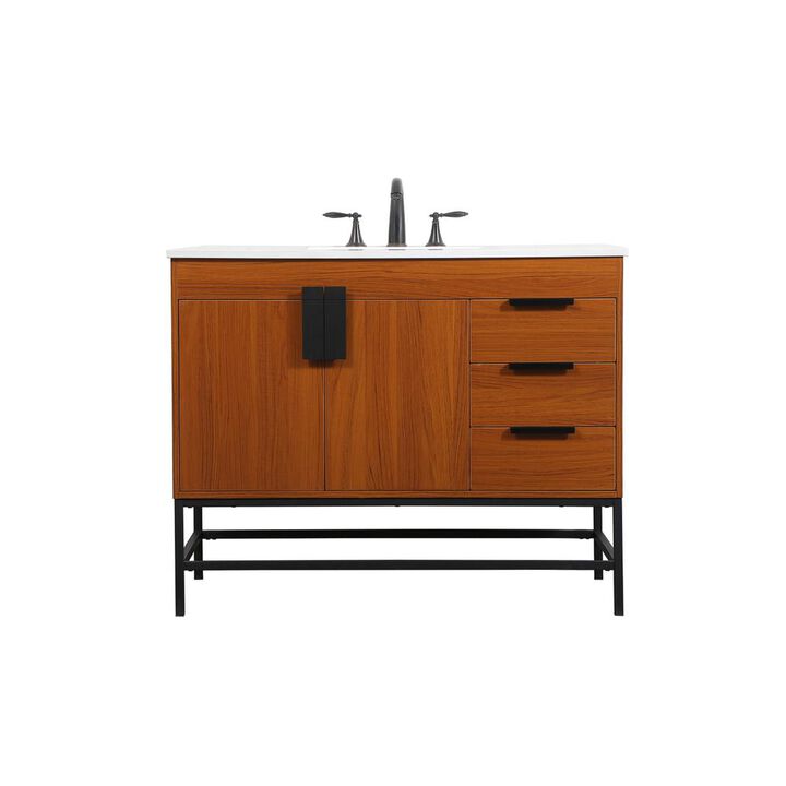 Elegant Kitchen and Bath 42 inch Single bathroom vanity in teak