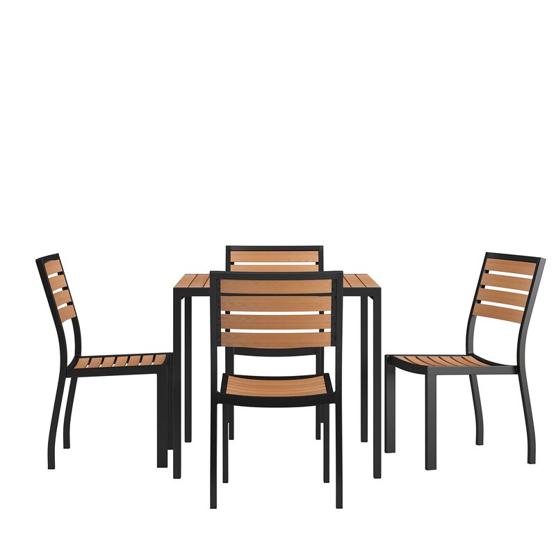 Faux Teak Patio Table-4 Chairs image number 0