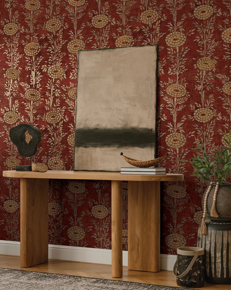 French Marigold Red Wallpaper (Double Roll) image number 4