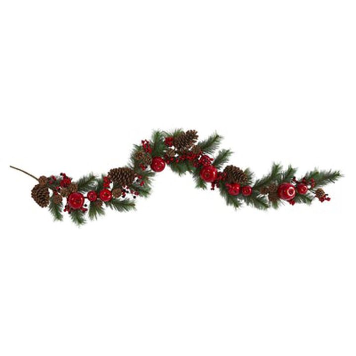 Nearly Natural 6-ft Apple, Berry and Pine Cone Artificial Garland