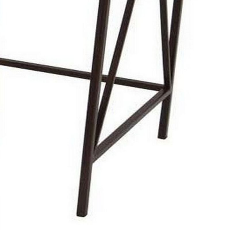 Hyan Modern Plant Stand Side Table Set of 3, Crossed Brown Metal Frame - Benzara