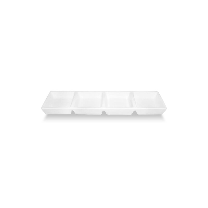 Porcelain Delta-Coupe 12.5" x 3.25" Rectangular White Porcelain Sectional Plate