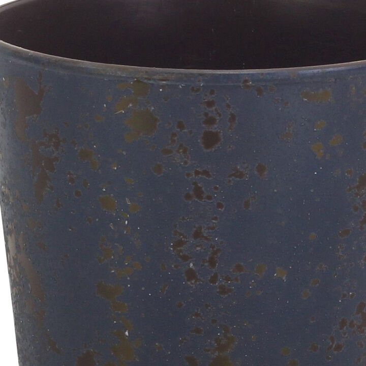 HomeRoots 6" Blue Recycled Plastic Indoor Outdoor Round Pot Planter