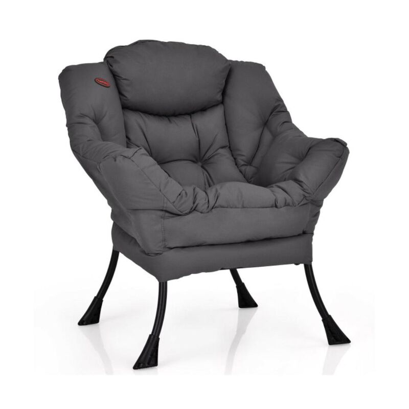 Hivago Modern Polyester Fabric Lazy Chair with Steel Frame and Side Pocket
