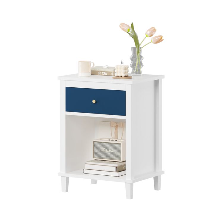 26.8" Assembled Wooden Nightstand 1-Drawer 1-Shelf for Kids Adults