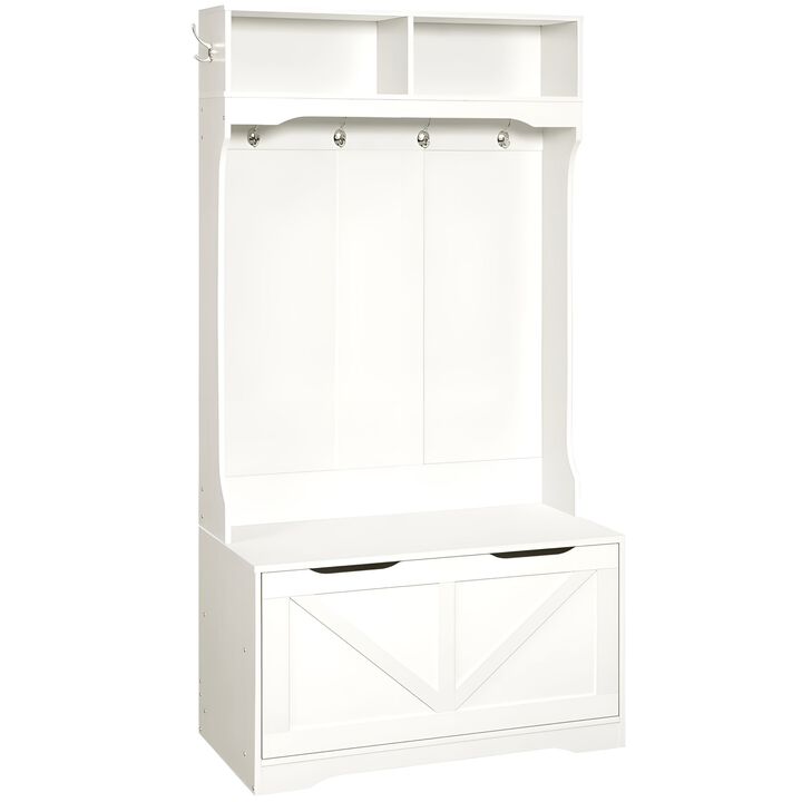 Entryway Hall Tree with Bench and Shoe Storage Cabinet Organizer