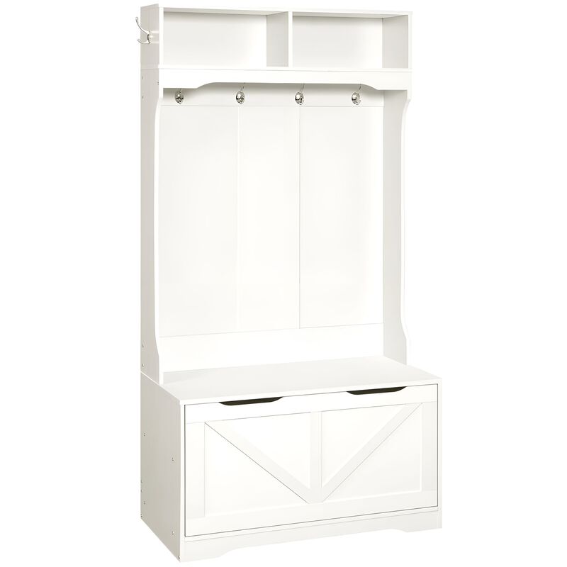 Entryway Hall Tree with Bench and Shoe Storage Cabinet Organizer image number 0