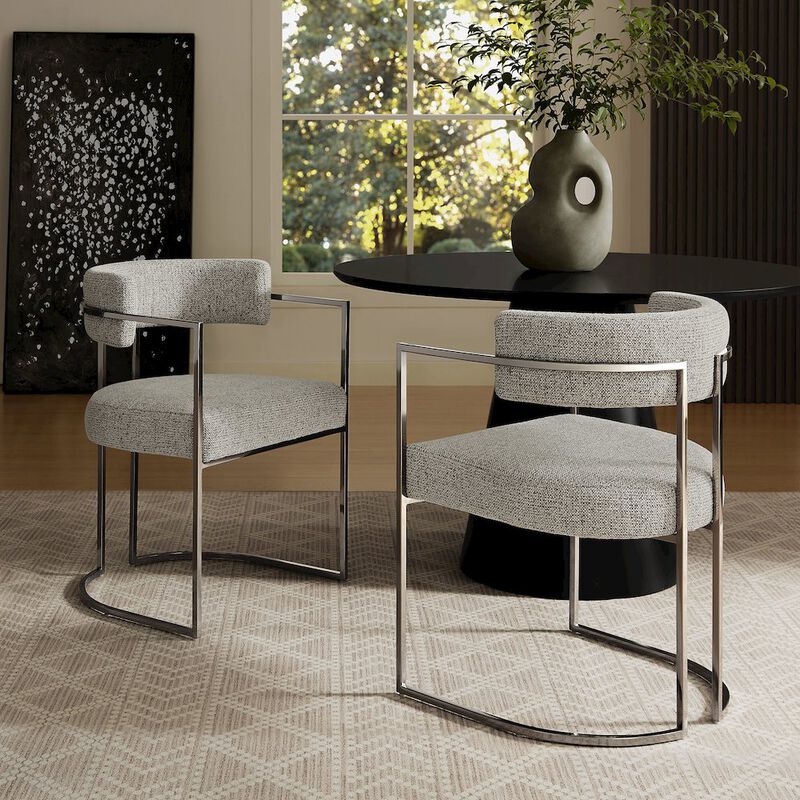 Modway Huron Curved Back Fabric and Metal Dining Accent Chair