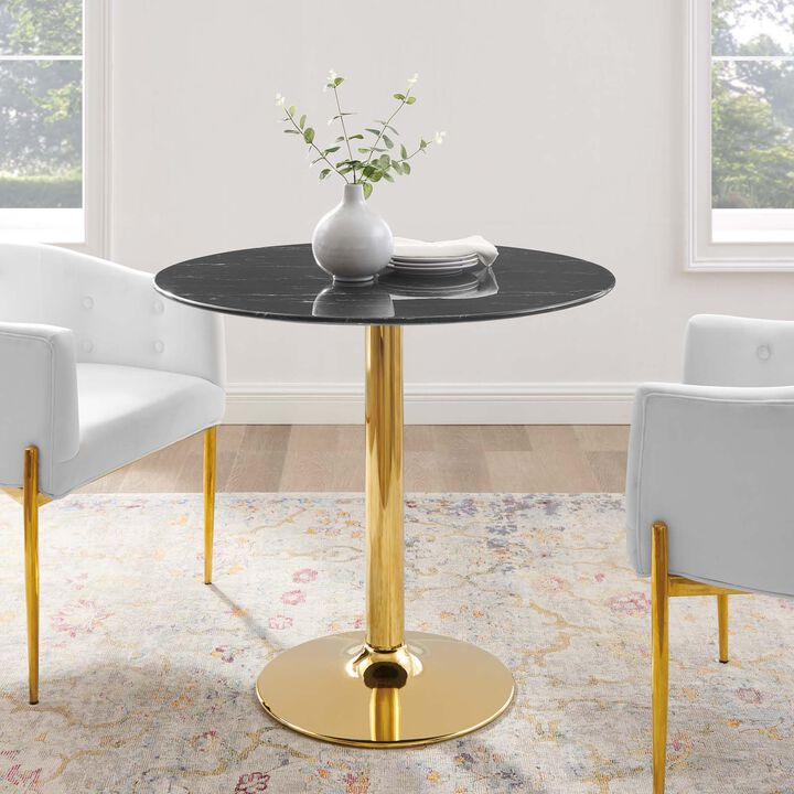 Modway - Verne 35" Artificial Marble Dining Table Gold Black