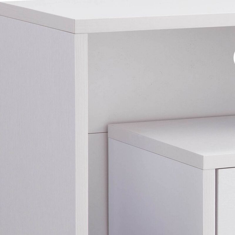 Jett 60 Inch TV Media Entertainment Console, 2 Drawers, 2 Shelves, White - Benzara