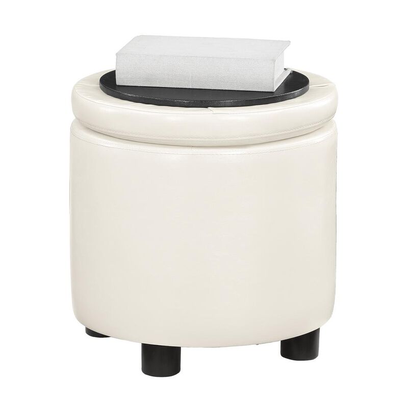 Convience Concept, Inc. Designs 4 Comfort Round Accent Storage Ottoman with Reversible Tray Lid