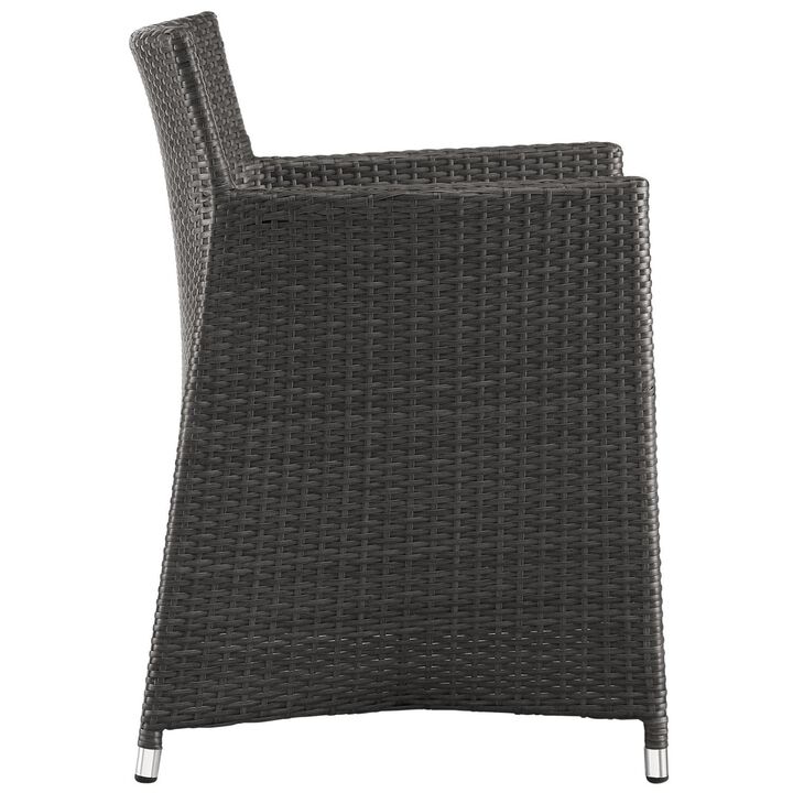 Modway Junction Wicker Rattan Outdoor Patio Dining Armchair With Cushion in Brown White