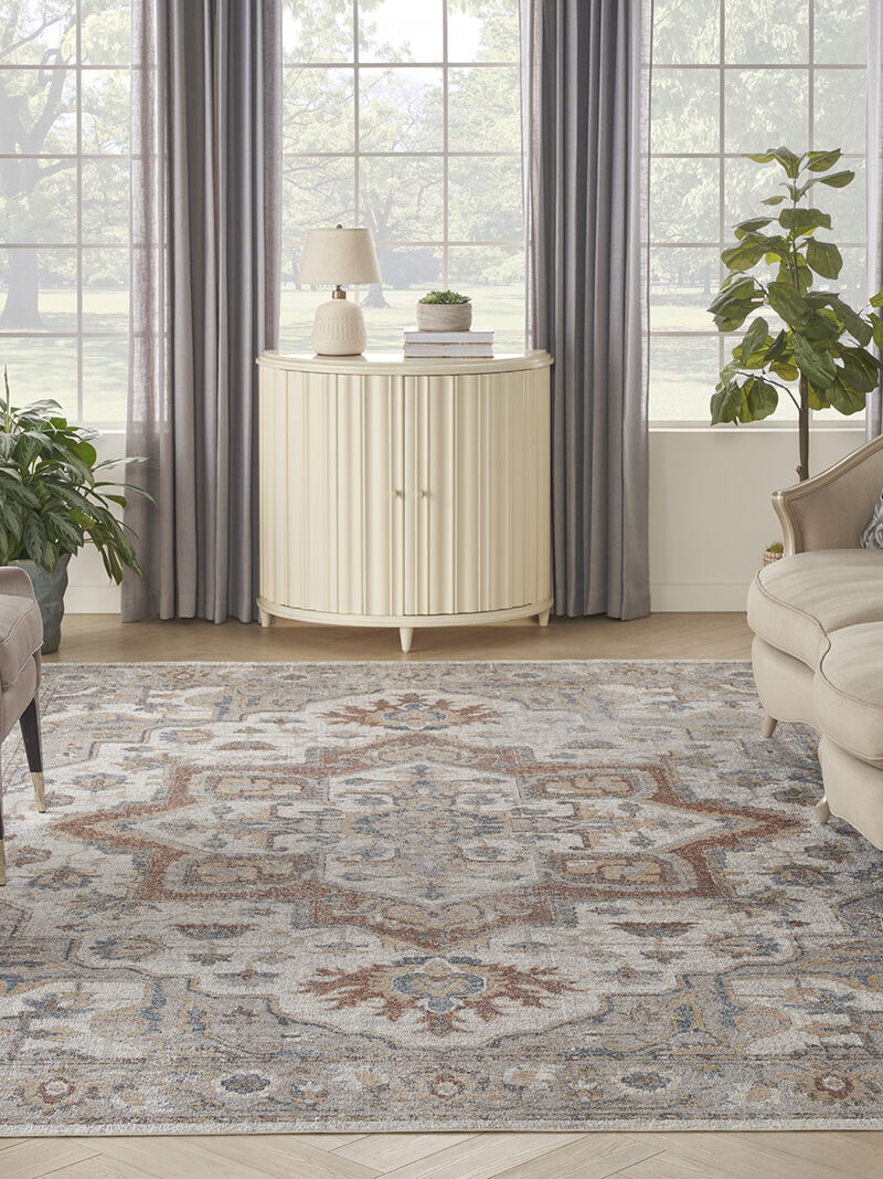 Astra Machine Washable ASW12 Gray/Multicolor 4' x 6' Rug