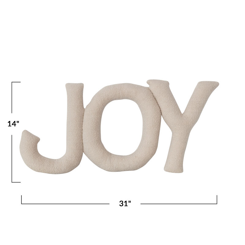 woven Cotton Slub "JOY" Shaped Pillow, Natural image number 1