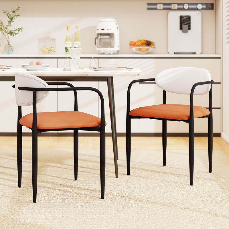 Modern Set of 2 Dining Chairs with Curved Back & Comfortable Padded Seats image number 1