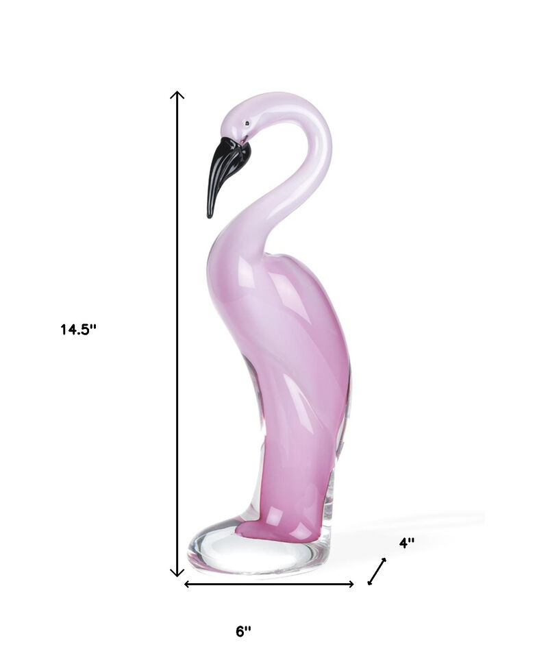 HomeRoots Murano Glass Flamingo Figurine Tabletop Sculpture image number 6
