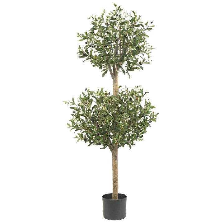 HomPlanti 4.5 Feet Olive Double Topiary Silk Tree