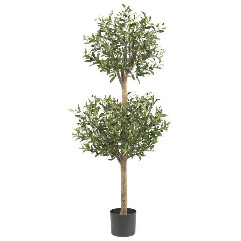 Hivvago 4.5 Feet Olive Double Topiary Silk Tree